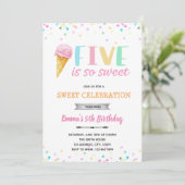 5歳の誕生日においしいアイスの招待状 招待状 (スタンド正面)