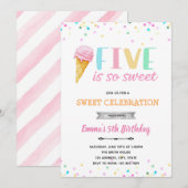 5歳の誕生日においしいアイスの招待状 招待状 (正面/裏面)
