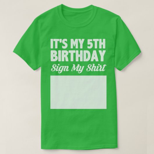 5歳の誕生日にシャツのサインが出る Tシャツ (デザイン正面)