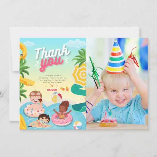 5歳の誕生日にレトロなダイブ サンキューカード (正面)