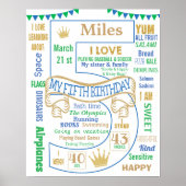 5歳の誕生日のサインのポスターのバナーのマイルストーン ポスター (正面)