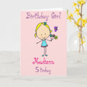 5歳の誕生日の女の子 オリジナル カード (黄色い花)