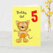 5歳の誕生日の女の子 カード (黄色い花)