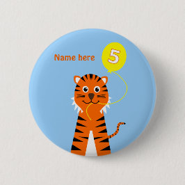 5歳の誕生日の虎に名前blue orange 缶バッジ