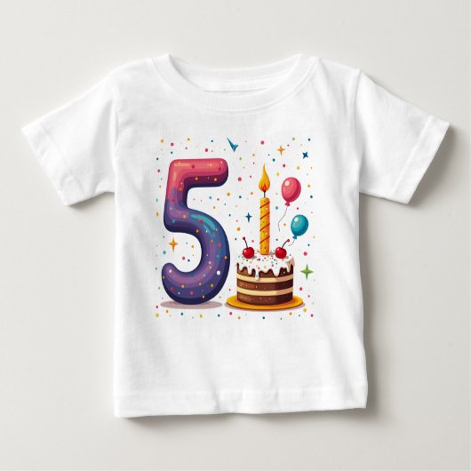 5歳の誕生日のTシャツデザイン ベビーTシャツ (正面)