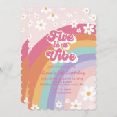 5歳の誕生日は虹のバイブ 5歳の誕生日招待状 招待状 (正面/裏面)