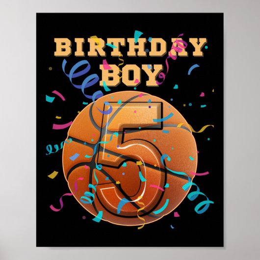 5歳の誕生日を迎える男の子 スケーター ポスター (正面)