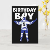 5歳の誕生日アイスホッケー少年 5歳のホッケー選手 カード (黄色い花)