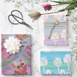 5歳の誕生日ガールチューリップ ラッピングペーパーシート