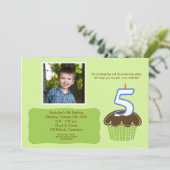 5歳の誕生日ケーキ写真招待状 招待状 (スタンド正面)
