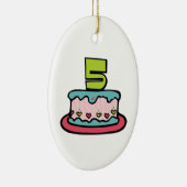 5歳の誕生日ケーキ セラミックオーナメント (右)