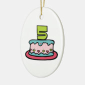 5歳の誕生日ケーキ セラミックオーナメント (左)