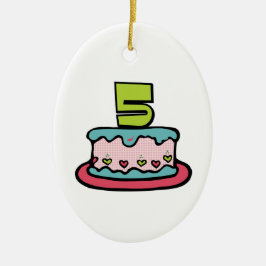 5歳の誕生日ケーキ セラミックオーナメント