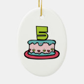 5歳の誕生日ケーキ セラミックオーナメント (裏面)