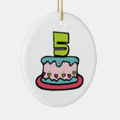 5歳の誕生日ケーキ セラミックオーナメント (右)