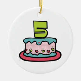 5歳の誕生日ケーキ セラミックオーナメント