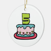5歳の誕生日ケーキ セラミックオーナメント (左)