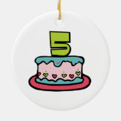 5歳の誕生日ケーキ セラミックオーナメント (裏面)