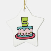 5歳の誕生日ケーキ セラミックオーナメント (左)
