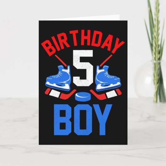 5歳の誕生日シャツ 女の子 男の子 5歳 アイスホッケー カード (正面)