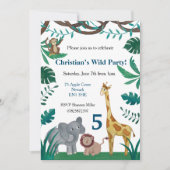 5歳の誕生日ジャングル招待状 招待状 (正面)
