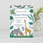 5歳の誕生日ジャングル招待状 招待状 (スタンド正面)