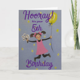 5歳の誕生日スタンダード, 5" x 7" 折りたたみ式グリーティングカード カード