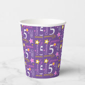5歳の誕生日スター・カスタムパープルピンクキッズパーティー 紙コップ (右)