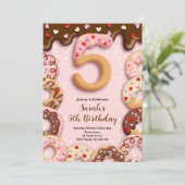 5歳の誕生日ドーナツ女子招待状 招待状 (スタンド正面)