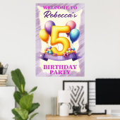 5歳の誕生日バルーン・テーマ ポスター (ホームオフィス)