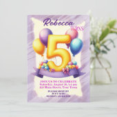5歳の誕生日バルーン 招待状 (スタンド正面)