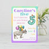 『5歳の誕生日パーティーにお集まり！』 馬を囲んで遊ぼう 5歳誕生日パーティーのご招待 招待状 (スタンド正面)