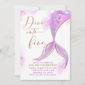 5歳の誕生日パーティーにパープル・マーメイドが潜入 招待状 (正面)