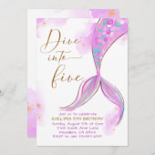 5歳の誕生日パーティーにパープル・マーメイドが潜入 招待状 (正面/裏面)