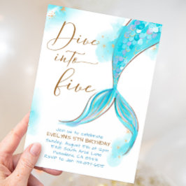 5歳の誕生日パーティーに登場するBlue Mermaid 招待状