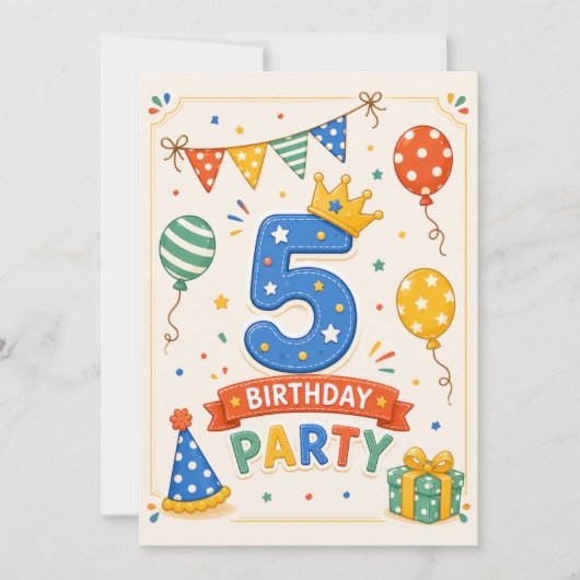 5歳の誕生日パーティーのカラフルなお祝い (正面)