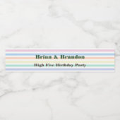 5歳の誕生日パーティーの双子マケーストライプト ペットボトルラベル (シングルラベル)