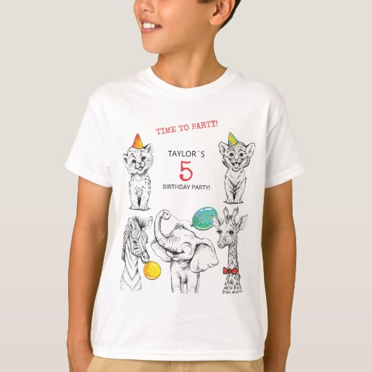 5歳の誕生日パーティーのTシャツ。 Tシャツ (正面)