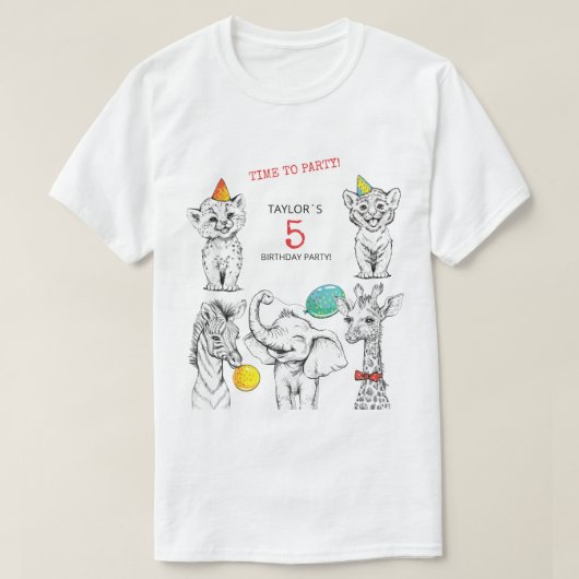 5歳の誕生日パーティーのTシャツ。 Tシャツ (デザイン正面)