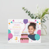 5歳の誕生日パーティーへの招待（写真あり） エンクロージャーカード (スタンド正面)