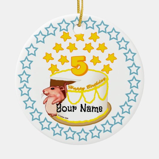 5歳の誕生日パーティーマウス 誕生日 オーナメント (正面)