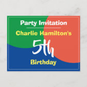 5歳の誕生日パーティー招待状 ポストカード (正面)