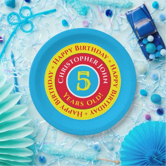 5歳の誕生日パーティー用紙皿 ペーパープレート (パーティー)