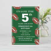 5歳の誕生日パーティー サッカー 緑 スポーツ キッズ 男の子 招待状 (スタンド正面)