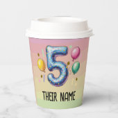 5歳の誕生日パーティ 無テーマ 紙コップ (裏面)