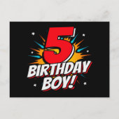 5歳の誕生日ヒーロー少年 5歳の誕生日 ポストカード (正面)