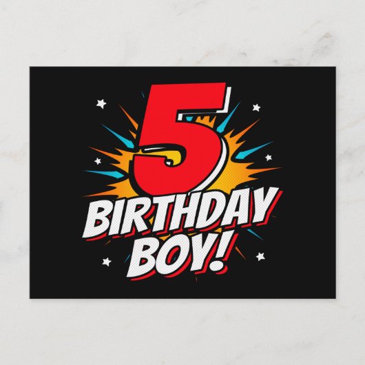 5歳の誕生日ヒーロー少年 5歳の誕生日 ポストカード (正面)
