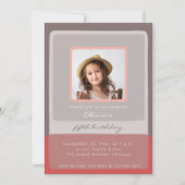 5歳の誕生日ピンクの招待状 女の子の写真 招待状 (正面)