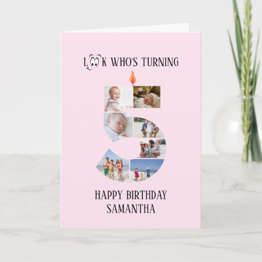 5歳の誕生日フォトカード カード (正面)