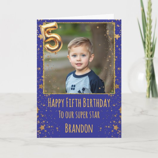 5歳の誕生日フォトカード カード (正面)